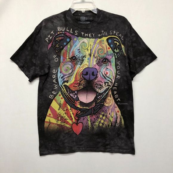 The Mountain Adult Graphic Tee T-Shirt Size Medium Pit Bulls Dog B237 -4 - Picture 6 of 11